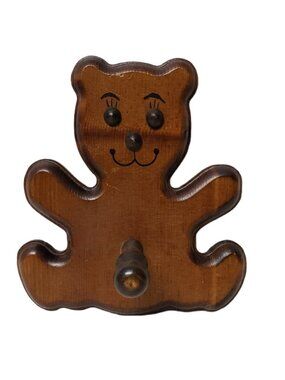 70s Teddy Bear wooden wall hook